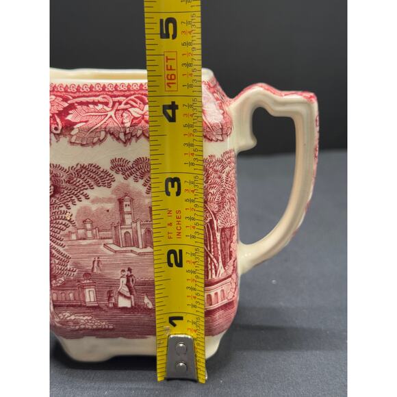 Vintage Mason's Vista England Pink & White Transferware Ironstone Creamer – 4" H - Picture 8 of 9